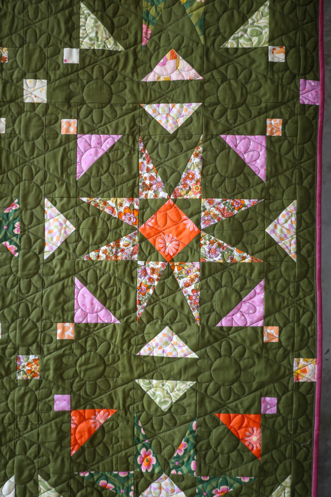 Flower Bloom Mosaic Star Quilt Kit - THROW