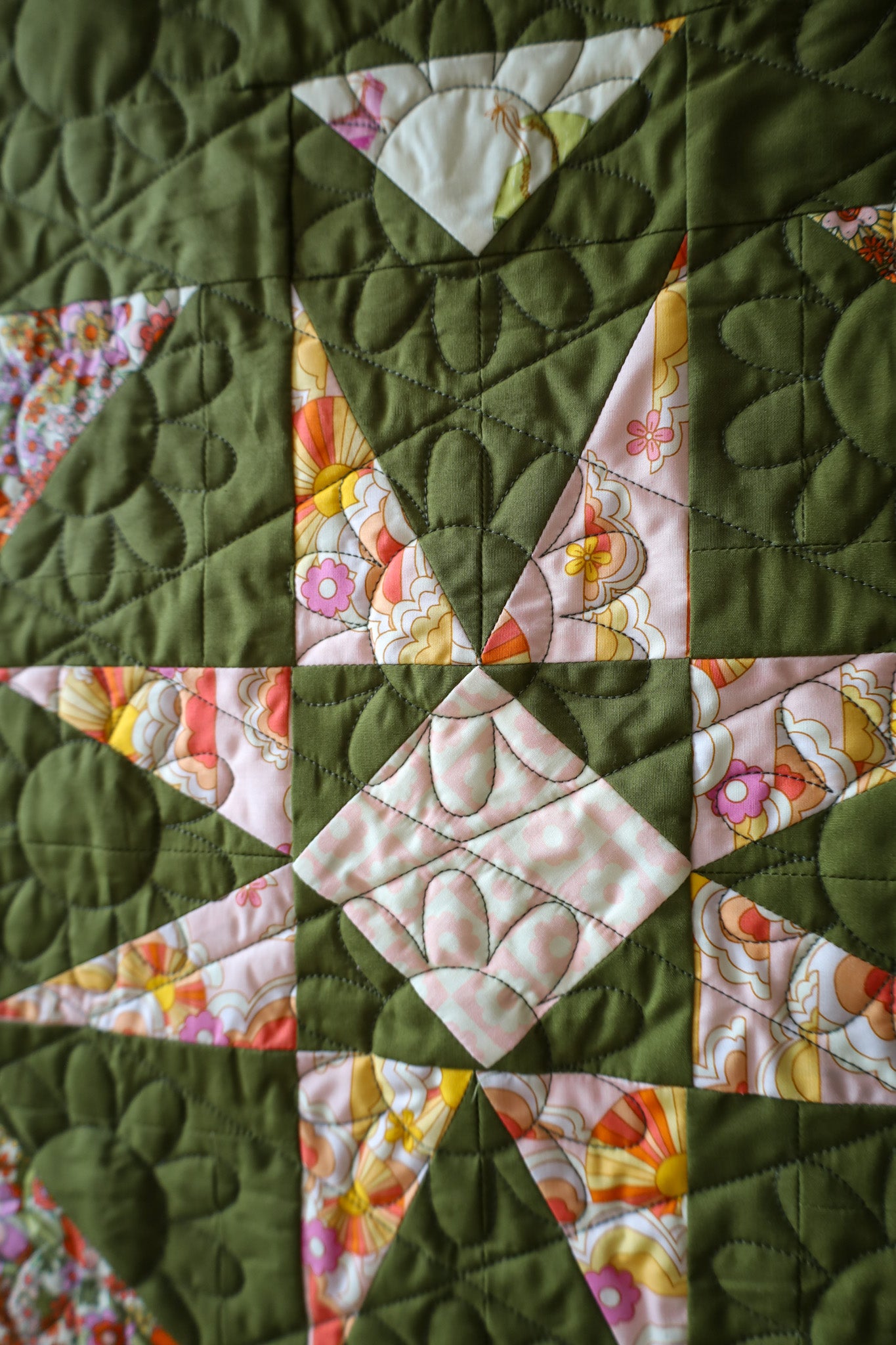 Flower Bloom Mosaic Star Quilt Kit - THROW