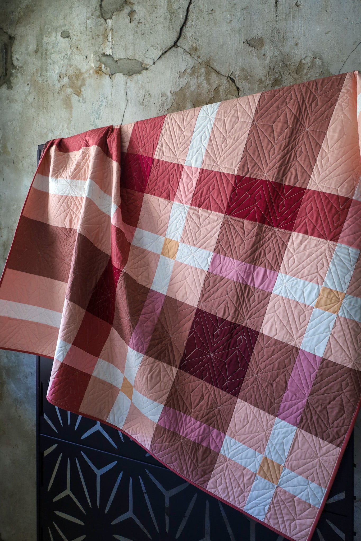 Original Upscale Plaid Handmade Quilt: Square Throw