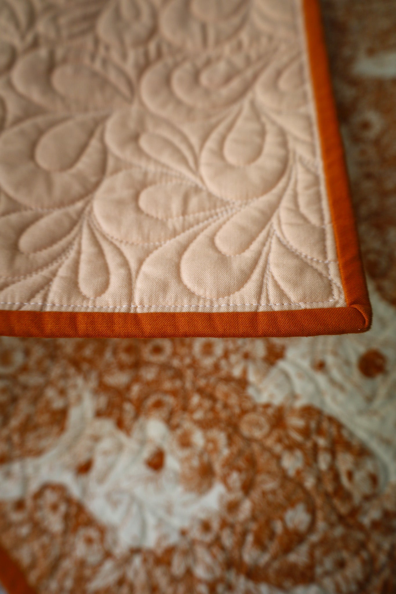 Peach Model Farm Handmade Quilt: Small Throw