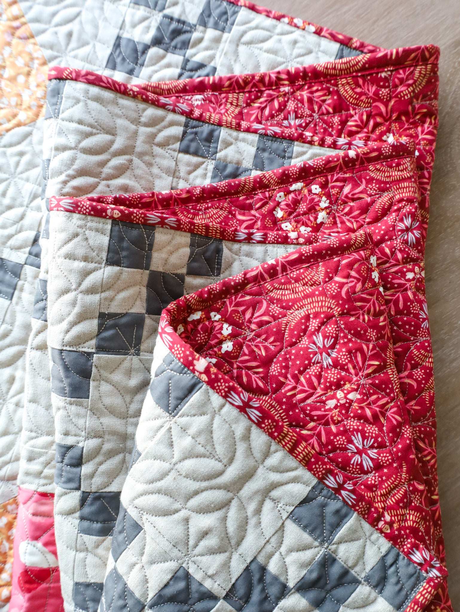 Softer Side Heirloom Hearts Handmade Quilt: Large Throw size